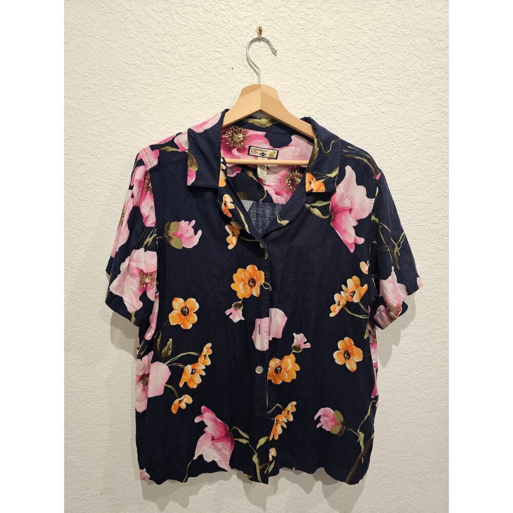 Caribbean Joe Blue floral Hawaiian shirt sz 1x